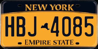 NY license plate HBJ4085
