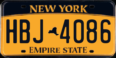 NY license plate HBJ4086