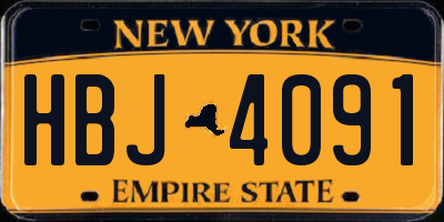 NY license plate HBJ4091