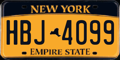 NY license plate HBJ4099