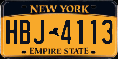 NY license plate HBJ4113