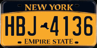 NY license plate HBJ4136