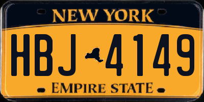 NY license plate HBJ4149