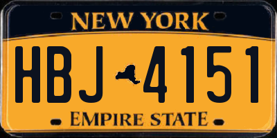 NY license plate HBJ4151