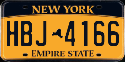 NY license plate HBJ4166