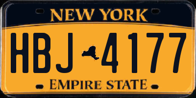 NY license plate HBJ4177