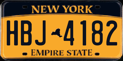 NY license plate HBJ4182
