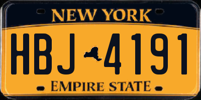 NY license plate HBJ4191