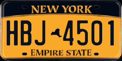 NY license plate HBJ4501