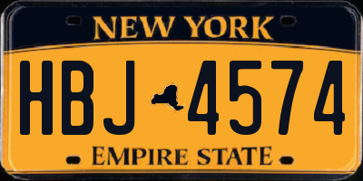 NY license plate HBJ4574