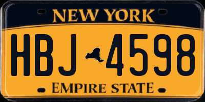 NY license plate HBJ4598