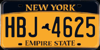 NY license plate HBJ4625