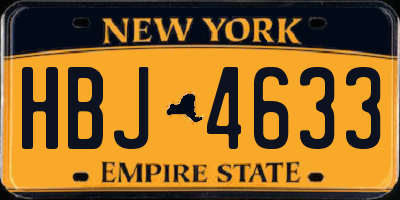 NY license plate HBJ4633