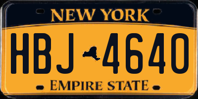 NY license plate HBJ4640