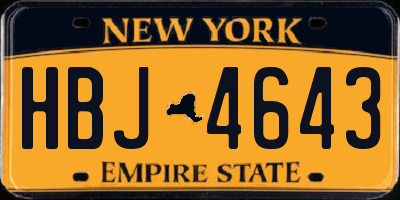 NY license plate HBJ4643