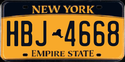 NY license plate HBJ4668
