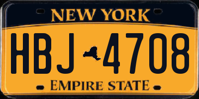 NY license plate HBJ4708
