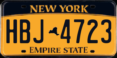 NY license plate HBJ4723