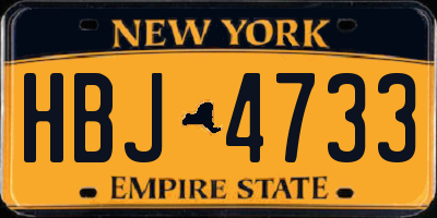 NY license plate HBJ4733