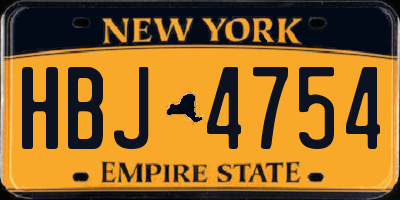 NY license plate HBJ4754