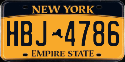 NY license plate HBJ4786