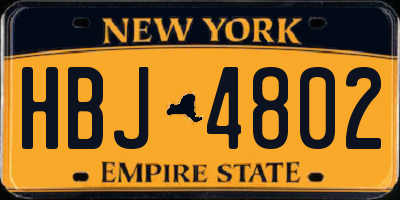 NY license plate HBJ4802