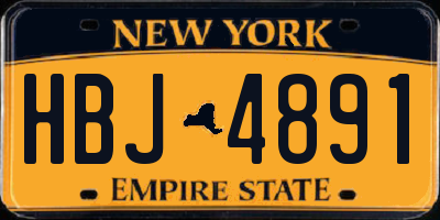 NY license plate HBJ4891