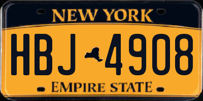 NY license plate HBJ4908