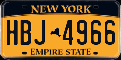 NY license plate HBJ4966