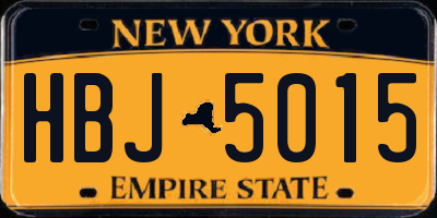 NY license plate HBJ5015