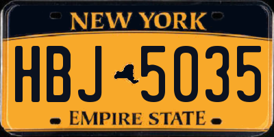 NY license plate HBJ5035