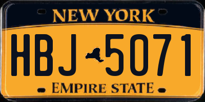 NY license plate HBJ5071