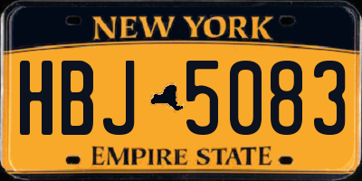 NY license plate HBJ5083