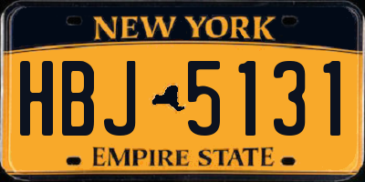 NY license plate HBJ5131