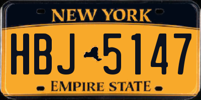 NY license plate HBJ5147