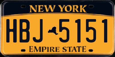 NY license plate HBJ5151