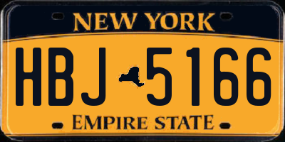 NY license plate HBJ5166