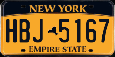 NY license plate HBJ5167