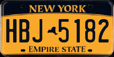NY license plate HBJ5182