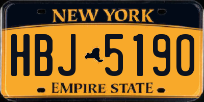 NY license plate HBJ5190