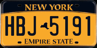 NY license plate HBJ5191