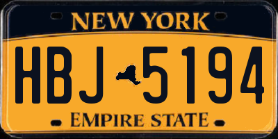 NY license plate HBJ5194