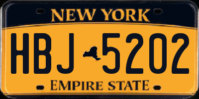 NY license plate HBJ5202