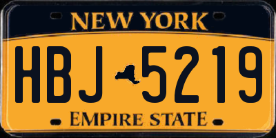NY license plate HBJ5219