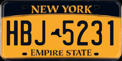 NY license plate HBJ5231