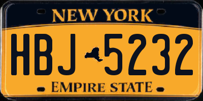 NY license plate HBJ5232