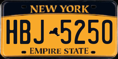 NY license plate HBJ5250