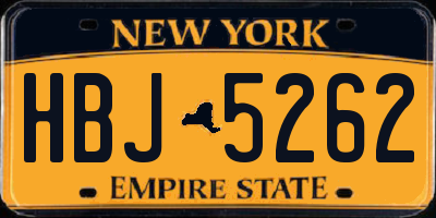NY license plate HBJ5262
