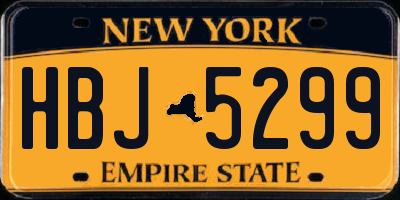 NY license plate HBJ5299