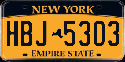 NY license plate HBJ5303